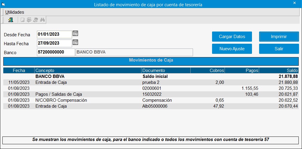 Listado Movimientos Caja Por Banco