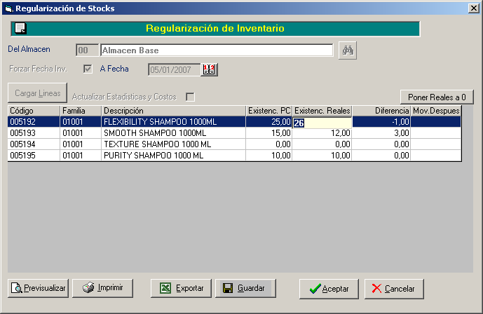 RegularizacionExistencias